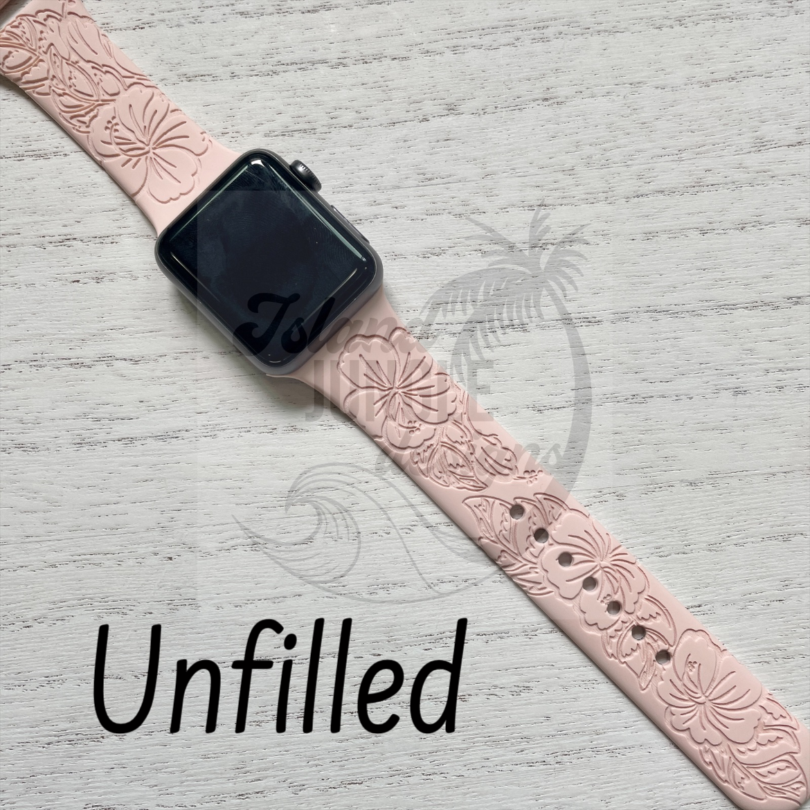 Silicone Apple Watch Band - Floral Engraved Coral