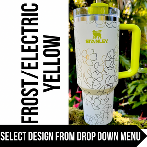 "Frost/Electric Yellow" Made to Order-Laser Engraved 40oz Quencher Tumbler-Full Wrap Design-Free Shipping!