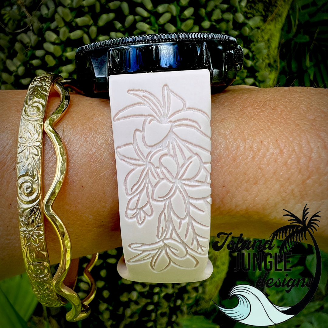 Plumeria 20mm Silicone Watch Band Compatible with Samsung & More