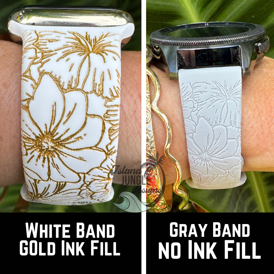 Floral 20mm Silicone Watch Band Compatible with Samsung Galaxy, FitBit Versa 3/4, Sense & PIxel
