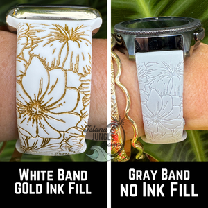 Floral 20mm Silicone Watch Band Compatible with Samsung Galaxy, FitBit Versa 3/4, Sense & PIxel