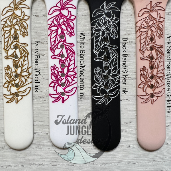 Plumeria Silicone Watch Band Compatible with Series 1-10, SE & Ultra
