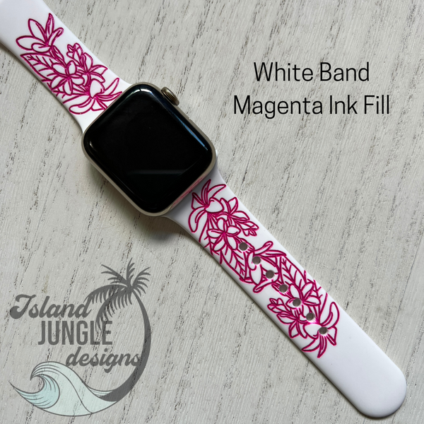 Plumeria Silicone Watch Band Compatible with Series 1-10, SE & Ultra