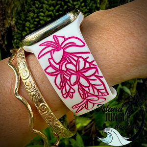 Plumeria Silicone Watch Band Compatible with Series 1-10, SE & Ultra