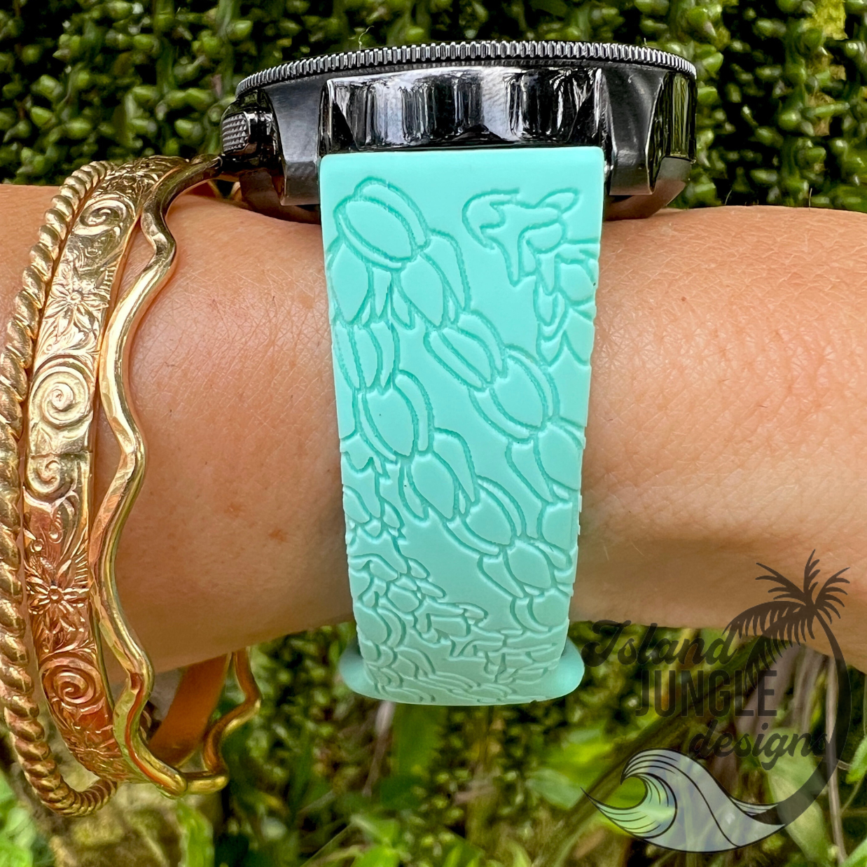 Lei Pikake & Pakalana 22mm Silicone Watch Band Compatible with Samsung & More
