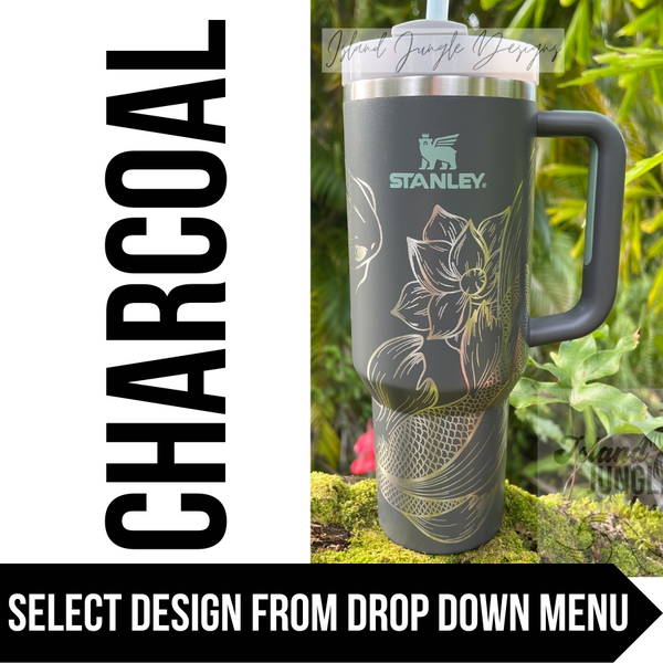 "Charcoal" Made to Order-Laser Engraved 40oz Quencher Tumbler-Full Wrap Design-Free Shipping!