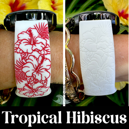Tropical Hibiscus 20mm Watchband Galaxy, Versa 3/4, Sense & Pixel