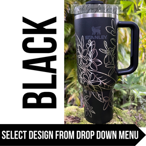 "Black" Made to Order-Laser Engraved 40oz Quencher Tumbler-Full Wrap Design-Free Shipping!