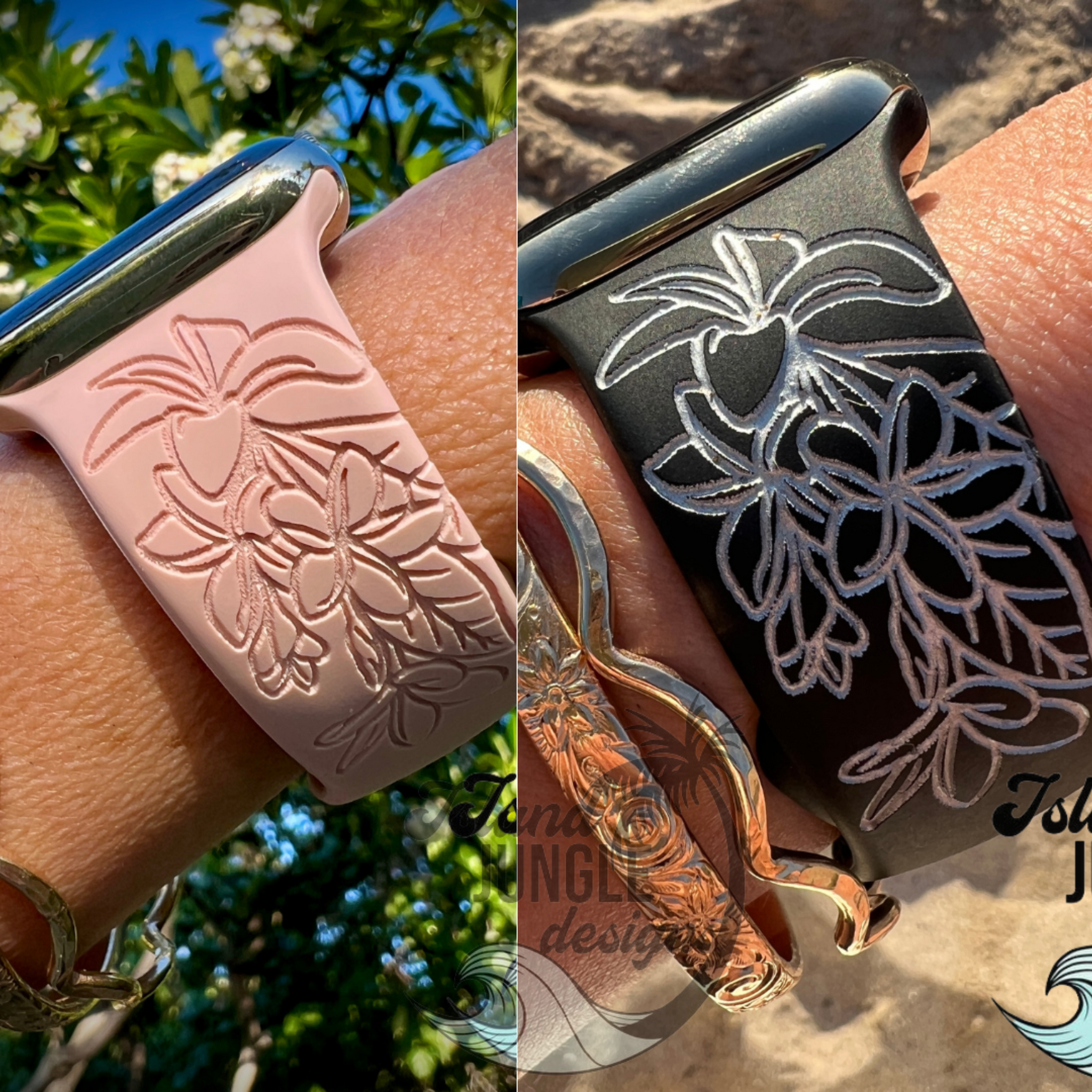 Plumeria Silicone Watch Band Compatible with Series 1-10, SE & Ultra