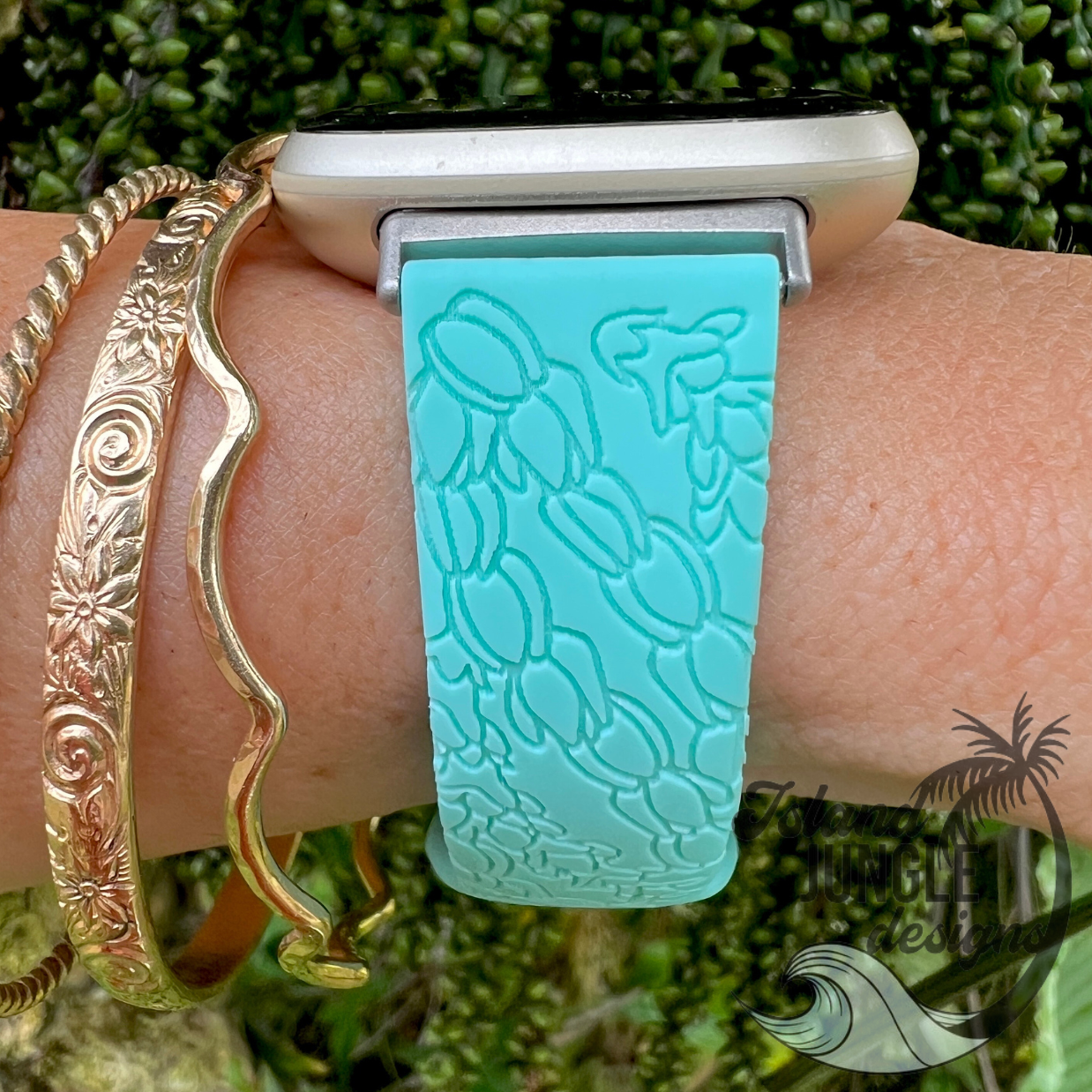 Lei Pikake & Pakalana Silicone Watch Band Compatible with Fitbit Versa, Versa 2, and Versa Lite