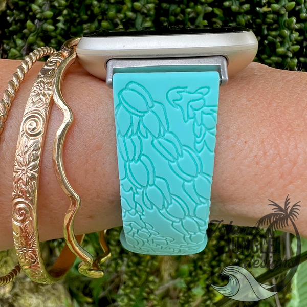 Lei Pikake & Pakalana Silicone Watch Band Compatible with Fitbit Versa, Versa 2, and Versa Lite