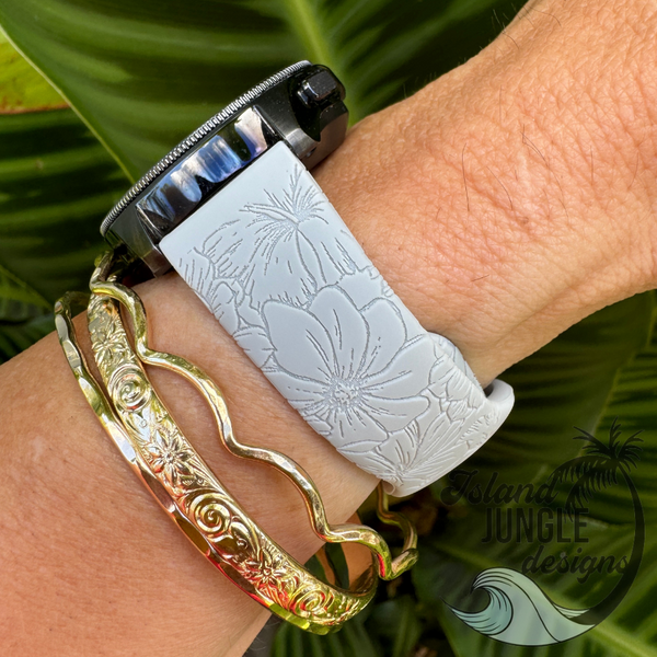 Floral 20mm Silicone Watch Band Compatible with Samsung Galaxy, FitBit Versa 3/4, Sense & PIxel
