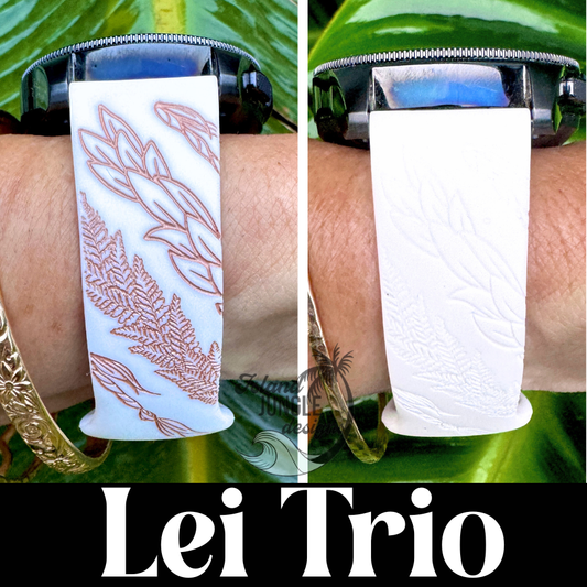 Lei Trio - Maile, Lā‘ī & Palapalai - 20mm Watchband Galaxy, Versa 3/4, Sense & Pixel