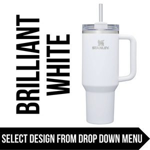 "Brilliant White" Made to Order-Laser Engraved 40oz Quencher Tumbler-Full Wrap Design-Free Shipping!