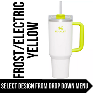 "Frost/Electric Yellow" Made to Order-Laser Engraved 40oz Quencher Tumbler-Full Wrap Design-Free Shipping!