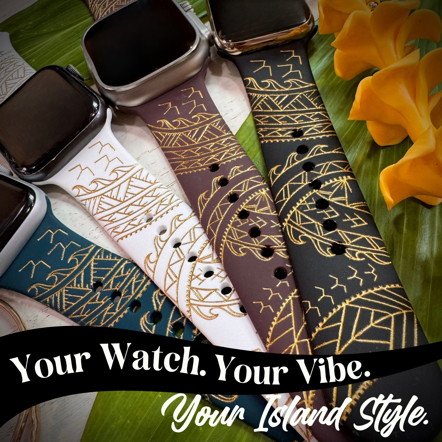Iwa Bird Tribal Silicone Watch Band Compatible with Series 1-10, SE & Ultra