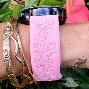 Cherry Blossom 'Sakura' 20mm Silicone Watch Band Compatible with Samsung Galaxy, FitBit Versa 3/4, Sense & PIxel