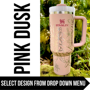 "Pink Dusk" Made to Order-Laser Engraved 40oz Quencher Tumbler-Full Wrap Design-Free Shipping!