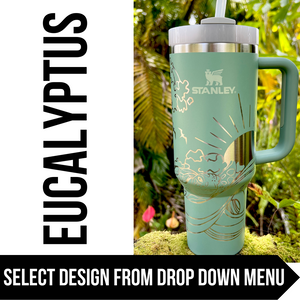 "Eucalyptus" Made to Order-Laser Engraved 40oz Quencher Tumbler-Full Wrap Design-Free Shipping!