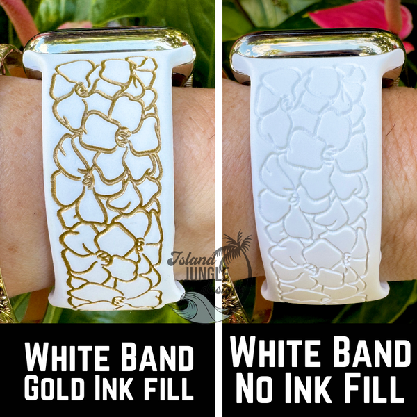Lei Pua Kenikeni Poepoe Silicone Watch Band Compatible with Series 1-10, SE & Ultra