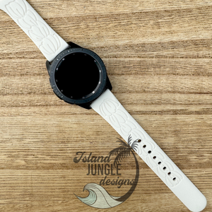 Lei Pikake 20mm Silicone Watch Band Compatible with Samsung Galaxy, FitBit Versa 3/4, Sense & PIxel