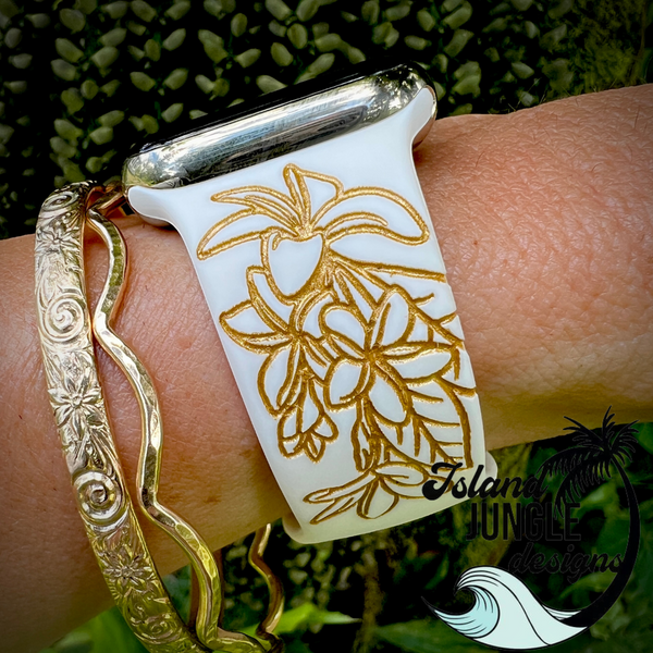 Plumeria Silicone Watch Band Compatible with Series 1-10, SE & Ultra