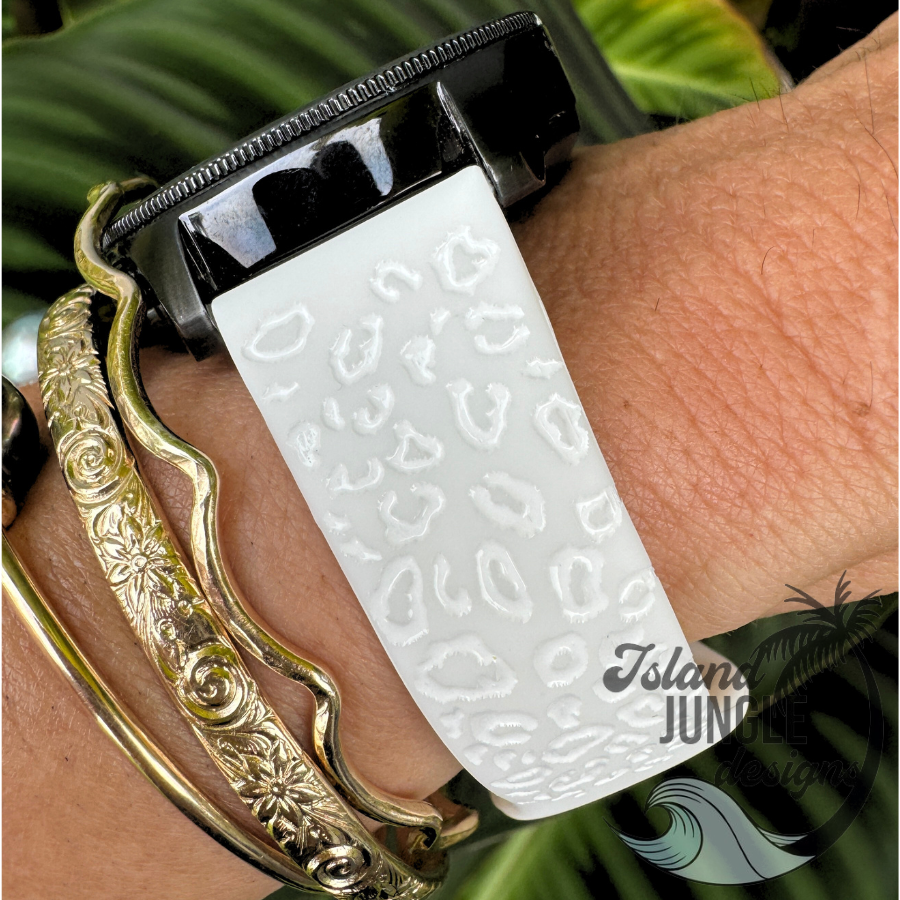 Leopard Print 20mm Silicone Watch Band Compatible with Samsung Galaxy, FitBit Versa 3/4, Sense & PIxel