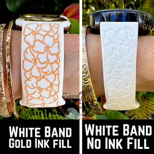 Lei Pua Kenikeni Poepoe 20mm Silicone Watch Band Compatible with Samsung Galaxy, FitBit Versa 3/4, Sense & Pixel