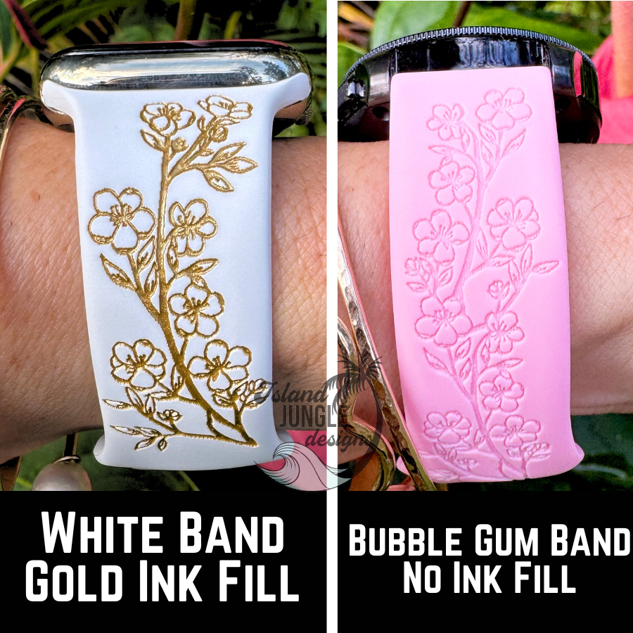 Cherry Blossom 'Sakura' 20mm Silicone Watch Band Compatible with Samsung Galaxy, FitBit Versa 3/4, Sense & PIxel