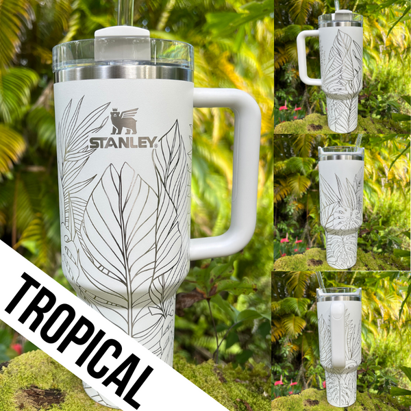 "Brilliant White" Made to Order-Laser Engraved 40oz Quencher Tumbler-Full Wrap Design-Free Shipping!