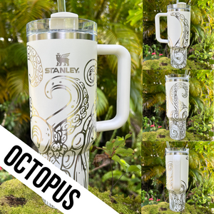 "Brilliant White" Made to Order-Laser Engraved 40oz Quencher Tumbler-Full Wrap Design-Free Shipping!