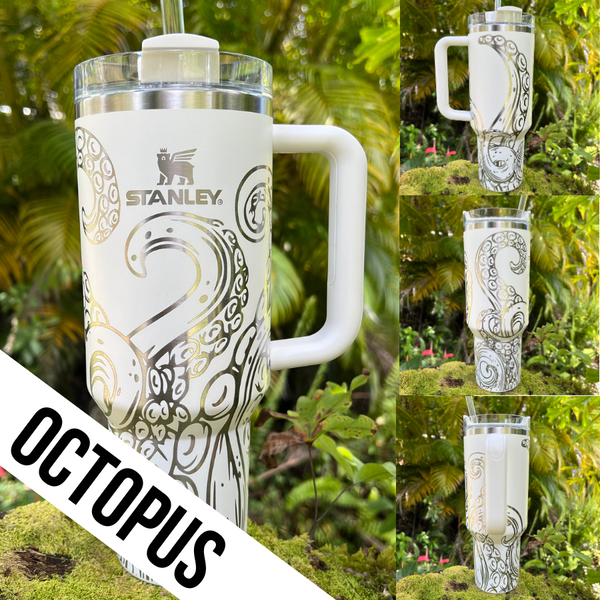 "Brilliant White" Made to Order-Laser Engraved 40oz Quencher Tumbler-Full Wrap Design-Free Shipping!