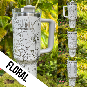 "Brilliant White" Made to Order-Laser Engraved 40oz Quencher Tumbler-Full Wrap Design-Free Shipping!