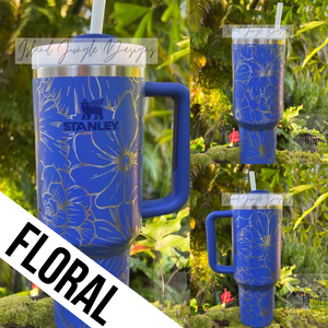 "Iris" Made to Order-Laser Engraved 40oz Quencher Tumbler-Full Wrap Design-Free Shipping!