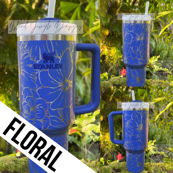 "Iris" Made to Order-Laser Engraved 40oz Quencher Tumbler-Full Wrap Design-Free Shipping!