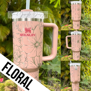 Engraved Stanley Tumbler H2.0, Personalized Stanley Quencher, Gift for Her,  Personalized Gift, Custom Stanley Mug, Floral Stanley Tumbler 