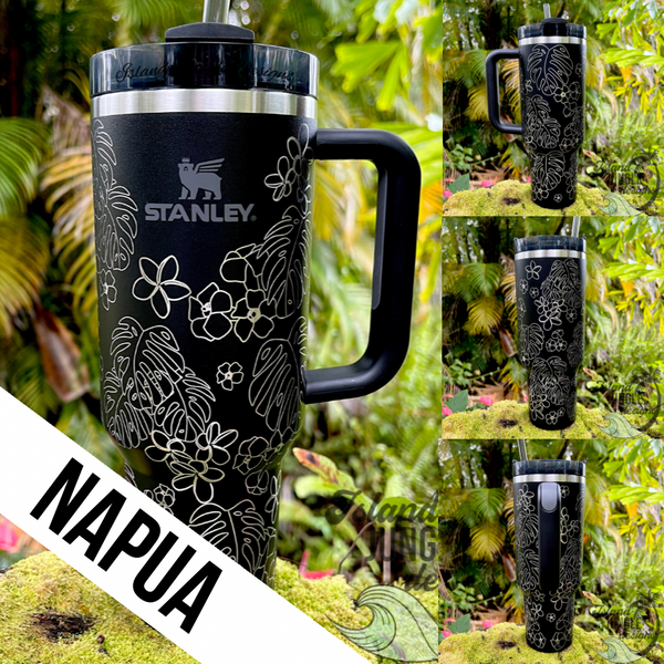 "Black" Made to Order-Laser Engraved 40oz Quencher Tumbler-Full Wrap Design-Free Shipping!