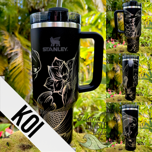 "Black" Made to Order-Laser Engraved 40oz Quencher Tumbler-Full Wrap Design-Free Shipping!
