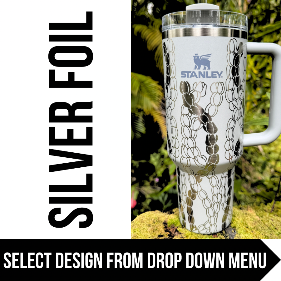 "Silver Foil" Made to Order-Laser Engraved 40oz Quencher Tumbler-Full Wrap Design-Free Shipping!