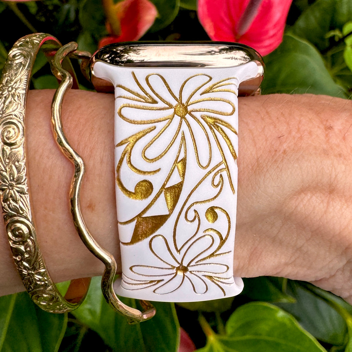 Tiare Tribal Watchband White & Gold