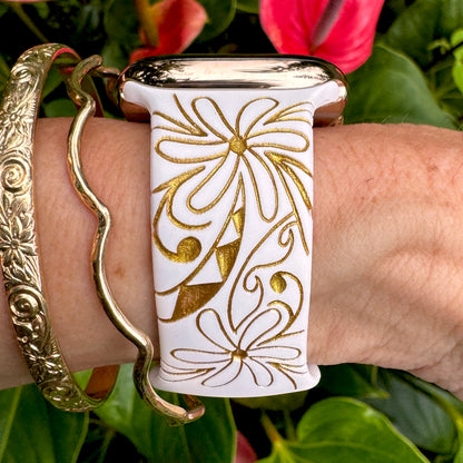 Tiare Tribal Watchband White & Gold