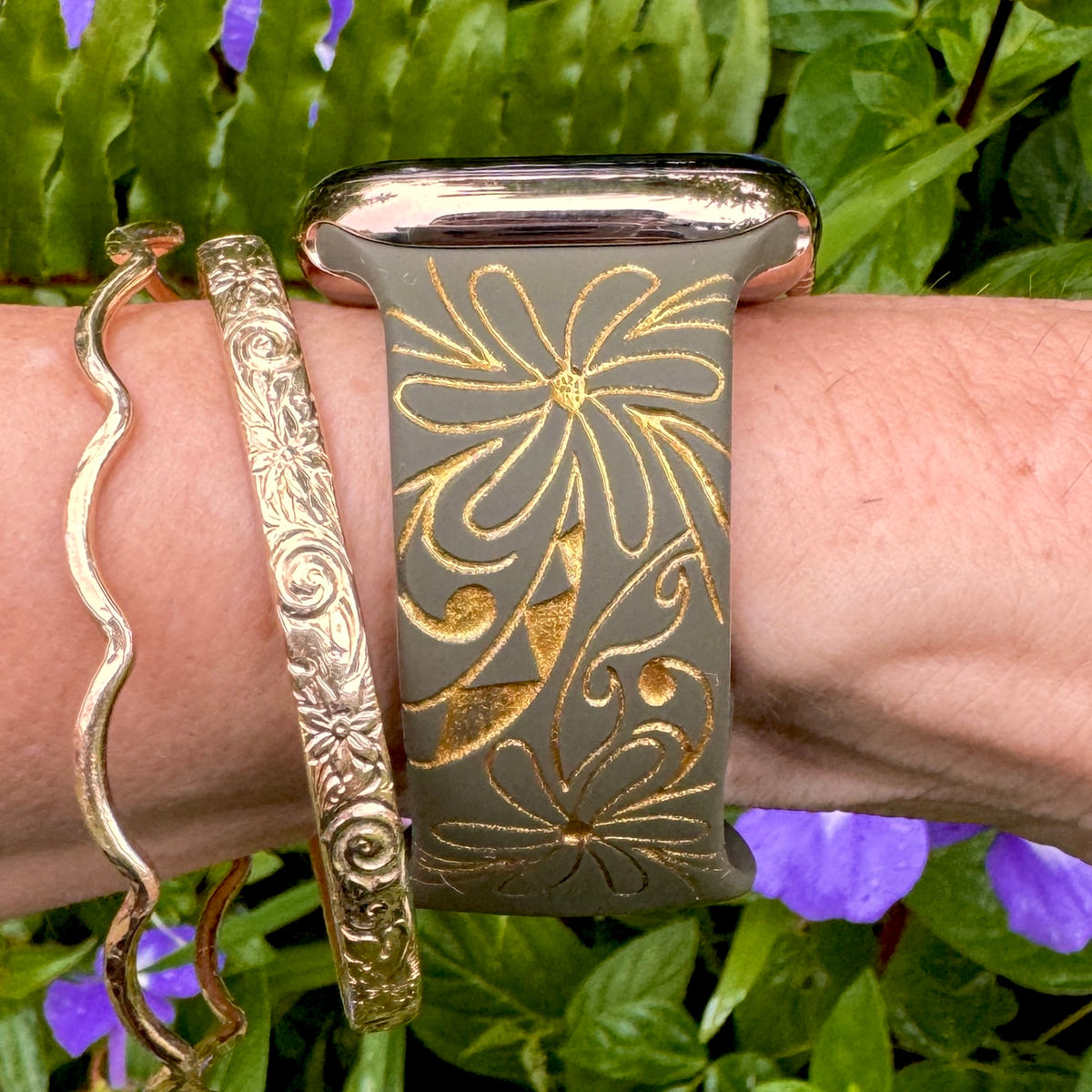 Tiare Tribal Watchband Olive Green & Gold