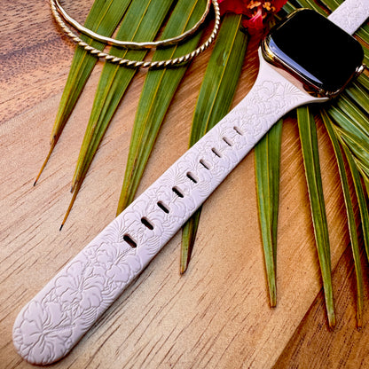 Tropical Hibiscus Slim Watchband Pink Sand