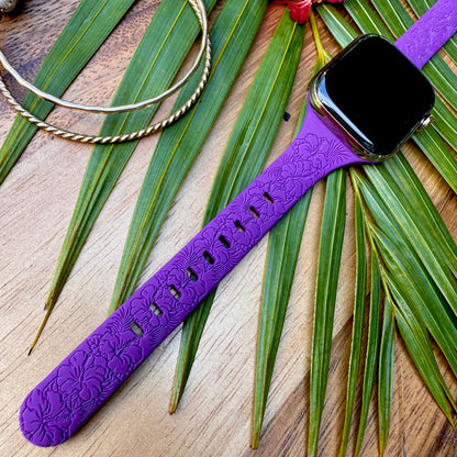 Tropical Hibiscus Slim Watchband Purple