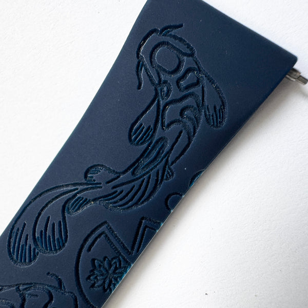 20mm Silicone Watch Band Compatible with Samsung Galaxy, FitBit Versa 3/4, Sense & Pixel Medium/Large Navy Koi