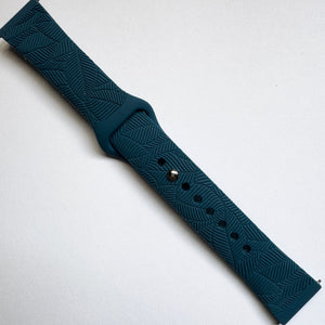 20mm Silicone Watch Band Compatible with Samsung Galaxy, FitBit Versa 3/4, Sense & Pixel Small Slate Blue Jungle Canopy