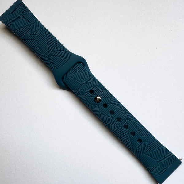 20mm Silicone Watch Band Compatible with Samsung Galaxy, FitBit Versa 3/4, Sense & Pixel Small Slate Blue Jungle Canopy
