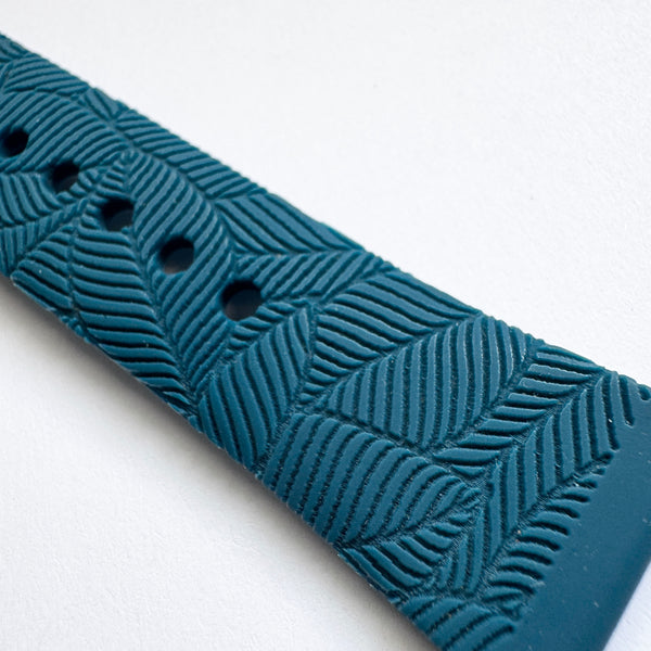 20mm Silicone Watch Band Compatible with Samsung Galaxy, FitBit Versa 3/4, Sense & Pixel Small Slate Blue Jungle Canopy