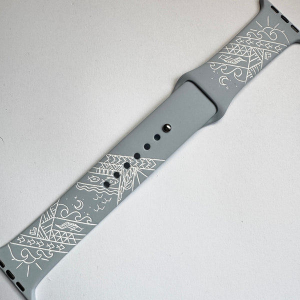 For 49mm/46mm/45mm/44mm & [42mm series 3] M/L Light Blue Tidepool with White Ink CLEARANCE-ALL SALES FINAL