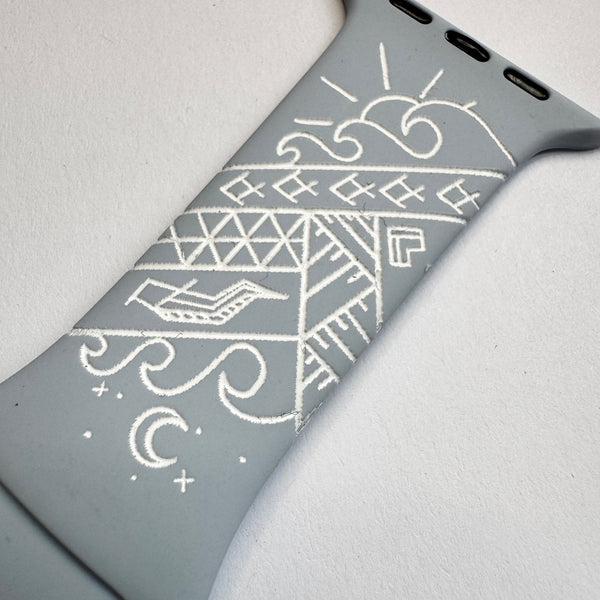 For 49mm/46mm/45mm/44mm & [42mm series 3] M/L Light Blue Tidepool with White Ink CLEARANCE-ALL SALES FINAL
